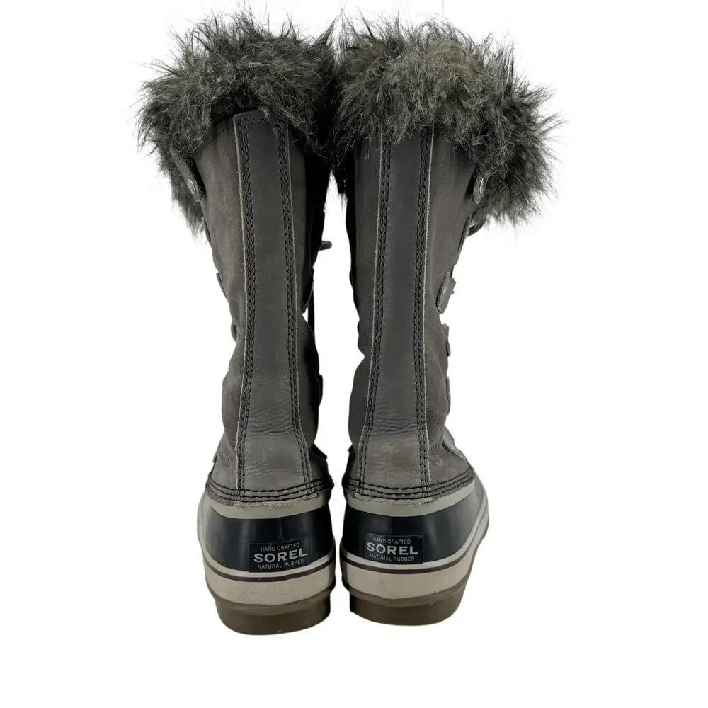 Sorel Joan of Arctic II Fur Snow Boots Waterproof Insulated Gray Suede Size 9